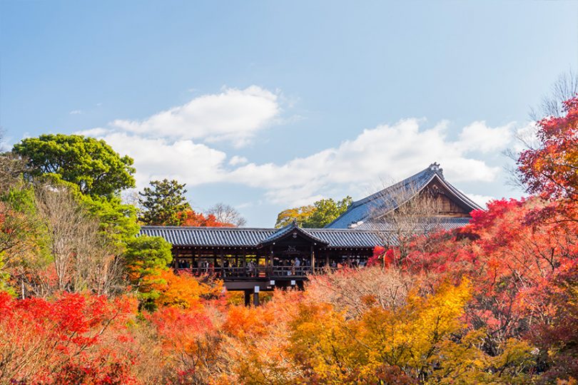 有着方格模样的庭院和通天桥的东福寺